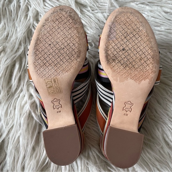 Tory Burch Multicolor Striped Grosgrain Graham 65mm Heel Mule Sandals EUC Sz 6 - Picture 9 of 12